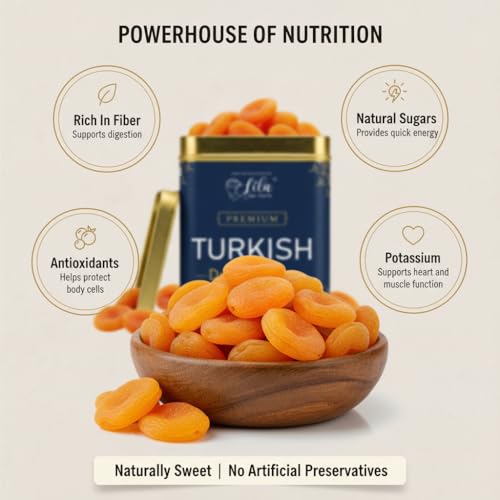 Image of LILA DRY FRUITS Turkish Apricots 250 Grams Soft & Juicy Dried Khubani Rich in Fiber Antioxidants | Healthy Snack for Daily Nutrition Dry Fruit for Kids & Adults Perfect for Gifting