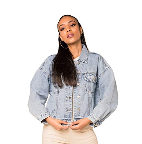 Nina Carter Art. S501 Damen Oversized Kurze Jeansjacke Übergroße...