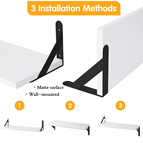Image of YGEOMER Floating Shelves for Wall, Different Sizes White Wall Shelves for Living Room, Bathroom, Bedroom, Kitchen, Home Decor (Set of 4)