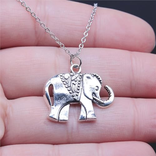 Collier éléphant antique argent léger pour peau sensible