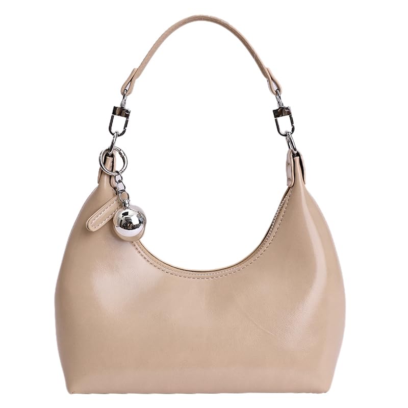 Sac à main en cuir synthétique chic pour femme avec fermeture éclair beige