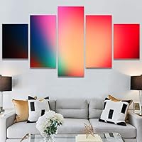 SIGNWIN 5 Panel Canvas Wall Art Abstract Closeup Colorful Digital Art Lights for Home Decorations Ready to Hang - 60