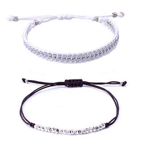 Kelitch Jewel C·QAUN CHI 2 Piezas Pulsera de Cuentas de Cuero Genuino...