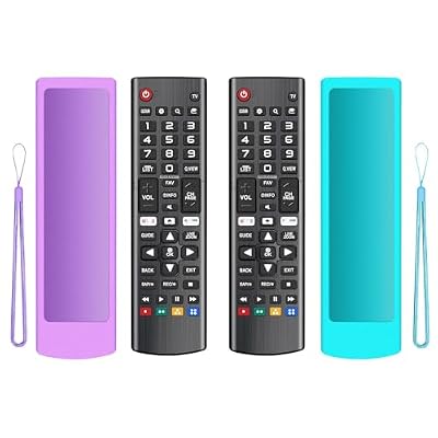 (2+2 Packs) Replacement Remote Control No Setup Fit LG TV Remote with Anti-Lost Soft Protective Silicone Cover Case Blue & Purple, Universal for LG All Smart LCD LED HDTV UHD OLED 3D 4K TVs