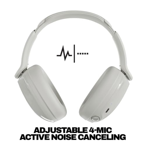 Image of Skullcandy Hesh 540 ANC Wireless Over-Ear Bluetooth Headphones with THX Spatial Audio, Active Noise Cancelling, Personalized Sound, Up to 65 Hours Battery, Microphone for iPhone Android - Black (Bone)