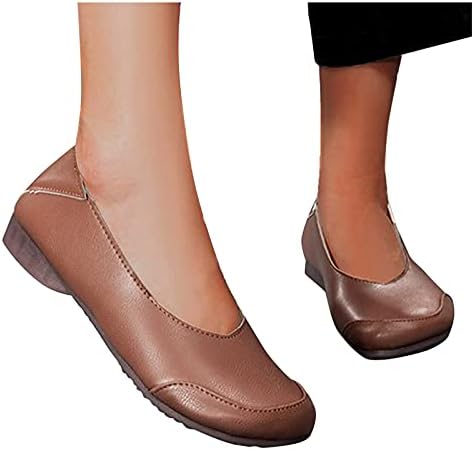 USYFAKGH Ballet Flats for Women Fashion Women's Casual Shoes Breathable Slip-on Outdoor Leisure Shoes Brown | Image 1