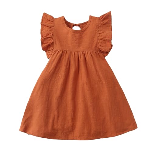 Eqenkely Elegante Vestido de Princesa Fiesta Niñas Algodón y Lino Sin Manga Vestidos Festivo para niños 2 7 Años Caramelo 2 3 Años