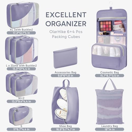 Image of OlarHike 10 Set Packing Cubes for Travel, Gifts for Women Mom,Anti-Tearing Suitcase Organizer with Over 1000 pcs Mesh Holes,Vacation Essentials & Accessories for Cruise Ship