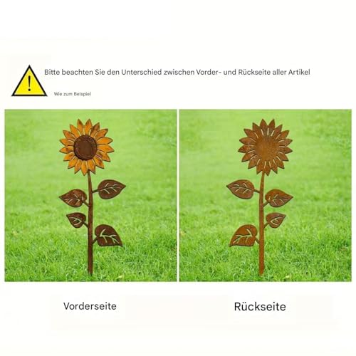 Generisch Metall Gartenskulpturen, Kunstvolle Eisenblumen, Deko Vintage Rostige Stäbe Für Wege Vorgarten Blumenbeet Balkon Terrasse Garten Zaunlinie Rasen Poolbereich