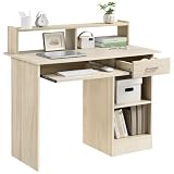 Yaheetech Mesa Ordenador Escritorio Madera Clara 106x50x94cm con Estante