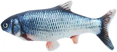 Dancing Catnip Kicker Toys - Realistic Plush Simulation Electric Doll Fish for Biting Chewing Kicking - Flop Catnip Crinkle Cat Wagging Fish Interactive Pets Chew Bite Supplies for Cat Kitty Kitten