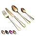 ECJ Home® Couverts De Table | Menagere 24 Pieces en Acier Inoxydable | Cuillères, Couteaux et Fourchettes | Service Pour 6 Personnes | Coffret cadeau | Passe au lave-vaisselle | Couverts Or