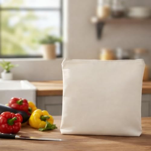 Image of 100% Cotton Reusable Vegetable Storage Bags for Fridge | 15 Pcs Washable Breathable Zipper Cloth Bags | Eco Friendly Kitchen Organizer for Fruits & Veggies