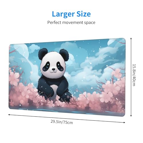 Tapis de souris de jeu géant 40x75 cm motif panda avec base en caoutchouc antidérapante - 2