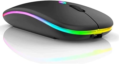 Mouse Sem Fio Bluetooth Wireless Recarregável Optico Led Rgb Colorido Ergonômico Usb 2.4 Ghz Linha Premium Notebook Computador Pc Desktop