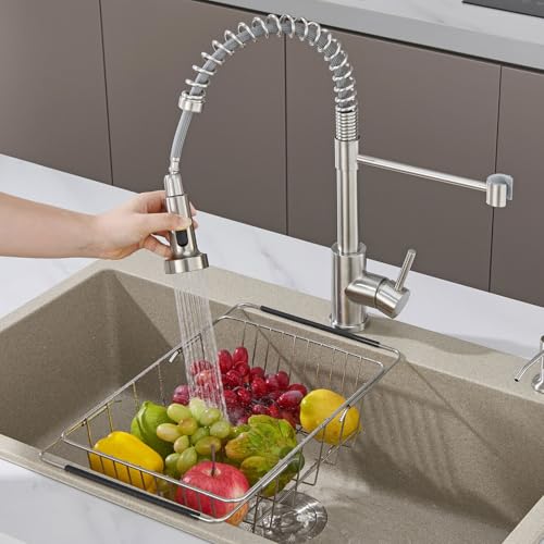 Image of Pull Down kitchen Faucet Head Replacement, Kitchen Faucets 2-Function Spray Nozzle, Kitchen Sink Sprayer Replacement Compatible with Model Number SZ-S-3314-BN-01&SZ-S-3315-BN-01, Brushed Nickel