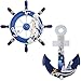 2 Pièces Gouvernail de Bateau en Bois Roue de Bateau en Bois Ancre en Bois Décoration Décoration Nautique Ancre en Bois Style Méditerranéen pour Méditerranée, Chambres Nautiques, Décoration de Fête