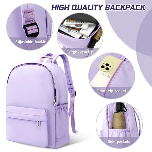 Siutaga Aesthetic Backpack for Women Lightweight Bookbag Casual Daypack Backpacks Travel Laptop Bags for Ladies(Purple)4