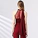 Yhhsgscr Halter Neck Ballroom Bodysuit for Women High Collar Sleeveless Waltz Social Dance Top Stretchy Breathable,Red,M