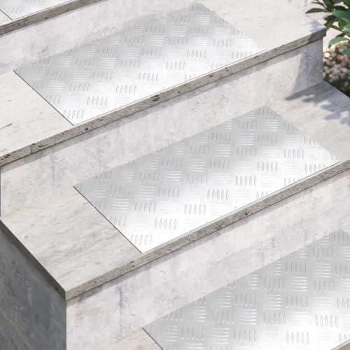 Protector de escaleras autoadhesivo de aluminio de 60x30 cm pack de 2 unidades plata 4