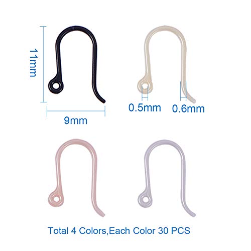 Ph Pandahall 120Pcs Earring Hooks, 4 Color Non-Allergenic Plastic Ear Wire Hooks Earring Findings For Diy Jewelry (White Smoke, Misty Rose, Black, Old Lace) #TOP2
