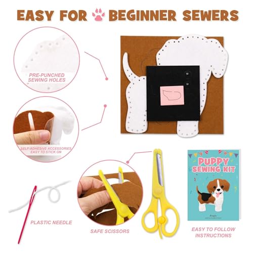 Ciyvolyeen C0001 Puppy Craft Kit Kids Diy Crafting And Sewing Set Dog Stuffed Animal Felt Plushie thumb #2