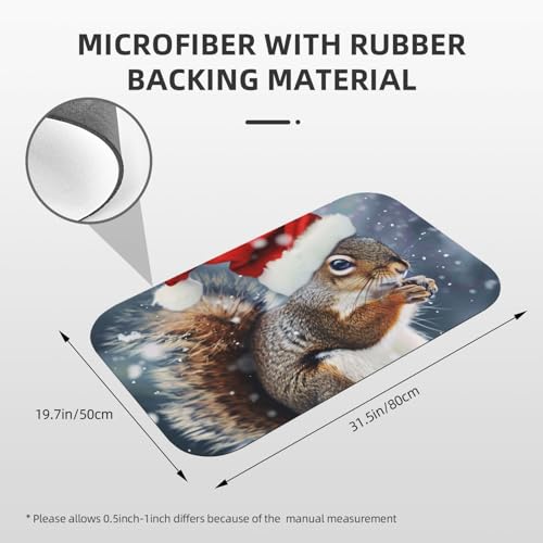 Tapis de bain absorbant diatomée 80x50 imprimé écureuil de Noël - 3