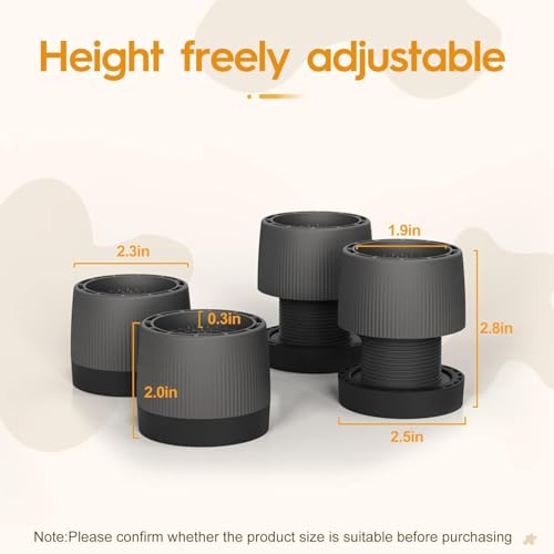 Image of Anti-Vibration Pads for Washing Machine | Heavy Duty Shock Absorbing & Noise Reduction Rubber Pads | Extra Large Adjustable Stand for Front & Top Load Washer, Dryer & Refrigerator