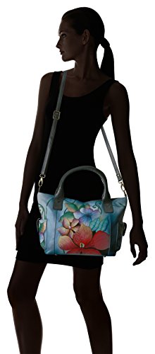 Anna By Anuschka Women's Zip-Top Organizer With Outside Side Pockets Shoulder Handbag, Midnight Floral, One Size Us #TOP5