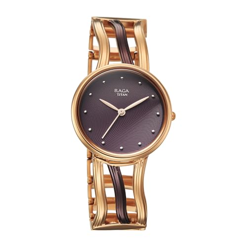 Image of Titan Raga Sierra with Brown Dial Rose Gold&Brown Brass Strap Watch for Women - 95388KM01