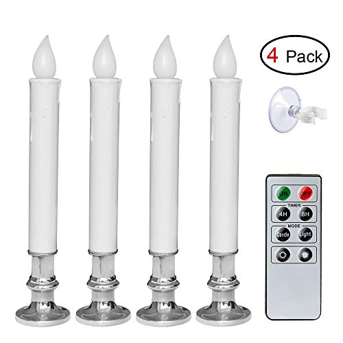 DRomance Flameless Window Candles Battery Operated with Holders and Suction Cups, Remote