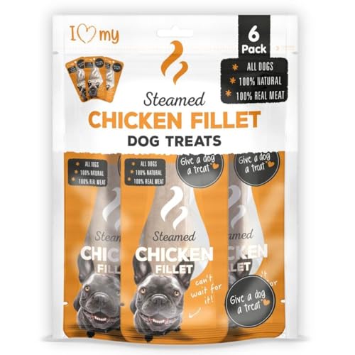 Steamed Chicken Fillets for Dogs (Pack of 6 x 30g) 100% Natural Cooked Real Chicken Dog Treats Individually Wrapped Healthy Dog Snacks High Protein Dog Food Topper Grain Free Natural Dog Treats