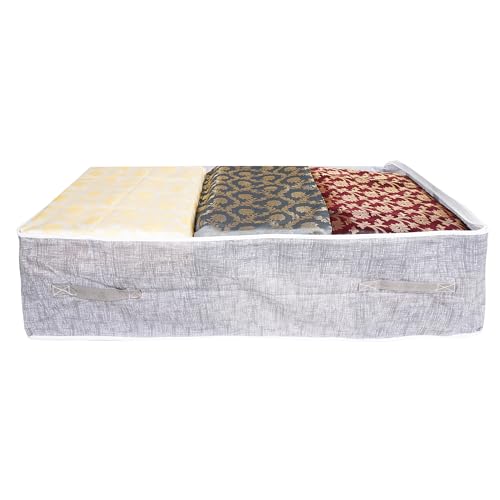 Image of Raggle 2 PCS Underbed Storage Bags Foldable Clothes Bag Large Capacity Storage With Clear Window Reinforced Handles Zippered Organizer Non-Woven For Comforters Blankets Bedding (Art Deco, 2)