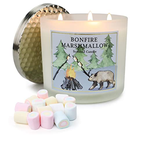 3 Wick Candles Clearance 14.6 Oz, Large Jar Candles for Home Scented, Bonfire Marshmallow Aromatherapy Candle for Relaxation, Natural Soy Wax Bath Candle Gift for Women Birthday, Highly Scented Candle