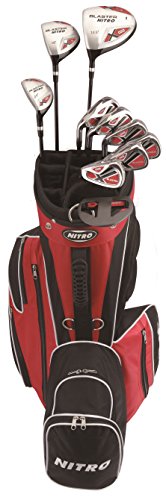 Men's 15 Piece Left-Handed Golf Set - Nitro Men's Blaster Golf Set Steel and Graphite with Bag and Rainhood - 13 years and up