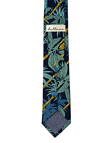 Image of BELLUNO Men's Cotton Floral Skinny Tie, 2.5 inch Width, with Gift Box