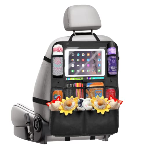 Tsryrlr Organizadores de asiento trasero para coche,organizador de coche,asiento trasero para niños, con pantalla táctil transparente, almacenamiento de juguetes para niños,negro Cover