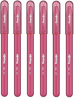 rOtring Gel Rollerball Pens - Medium Point 0.7mm - Rubber Grip - Pack of 6 - Pink Ink - Smooth Quick Drying Gel Ink