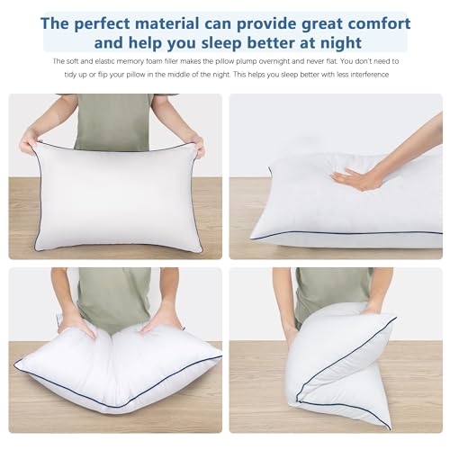 HAODEMI Bed Pillows for Sleeping, 2 Pack, Cooling Hotel Quality Quality with Premium Soft Down Alternative Fill for Back, Stomach or Side Sleepers,17x26Inches - Thumbnail 7
