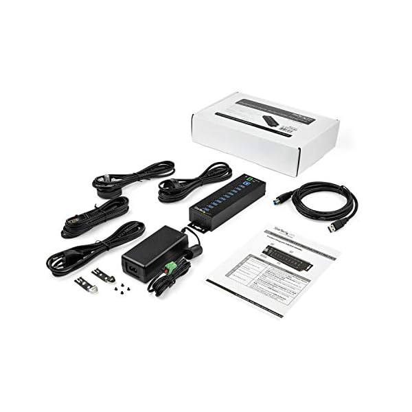StarTech.com 10-Port USB 3.0 Hub with Power Adapter - Metal Industrial USB-A Hub with ESD & 350W Surge Protection - Din/Wall/Desk Mountable - High Speed USB 3.0 (5Gbps) - (5Gbps) Hub, TAA - Image 5