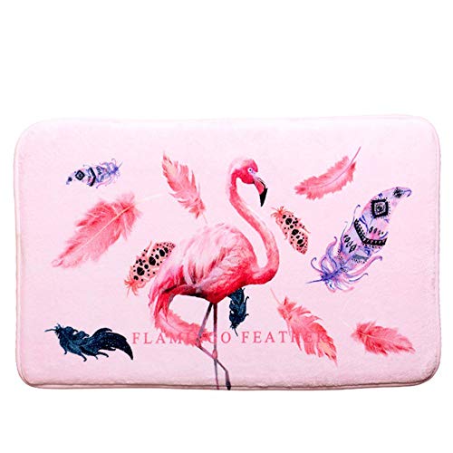 Homdsim Fashion Printing Bath Mat, Pattern With Flamingo Bathroom Carpet, Soft Non-Slip Bath Rugs Kitchen Carpet Doormat Home Decoration Accessories - 29.5" X 17.7" #TOP19