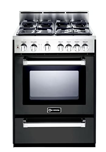 Verona Vefsgg244Ne 24" Pro-Style All Gas Freestanding Range Oven Convection Matte Black #TOP22