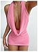 Floerns Women's Draped Deep V Neck Halter Dress Sleeveless Night Club Bodycon Mini Dresses Pink Small