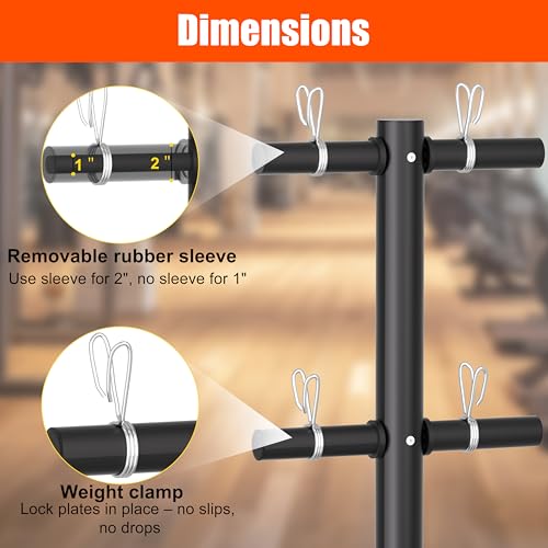 TRUSOON Movable Weight Plate Rack, Heavy Duty Olympic Plate Rack for 1 or 2-Inch Plates with 2 Barbell Holders, Bumper Plate Storage with Locking Wheels for Garage, Home Gym