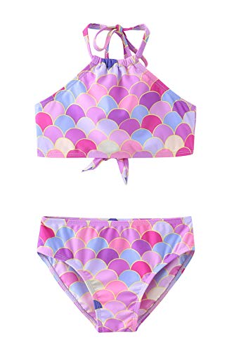 Image of HowJoJo Girls Two Piece Tankini Swimsuit Green Floral Bathing Suit Swimwear