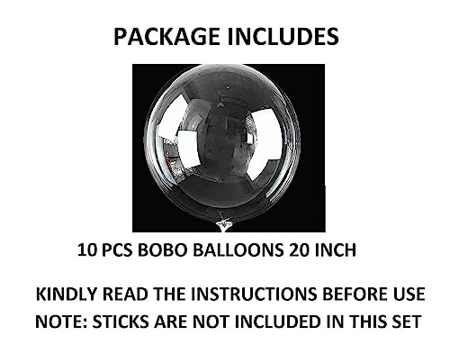 Image of Pack Of 10 Transparent Rubber Bubble Balloons 20 Inches, Crystal Clear Bobo Balloon For Led Light Up Balloons Helium Style, Decoration For Christmas, Wedding, Anniversary, Birthday