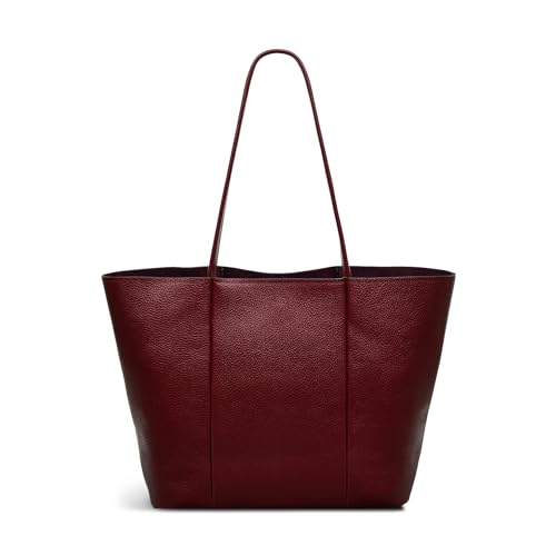 Image of RADLEY London Henrietta Place Large Open Top Tote Bag for Women, in Soft Grained Leather with Grab Handles, Fits 13 inch Laptop, Merlot, L
