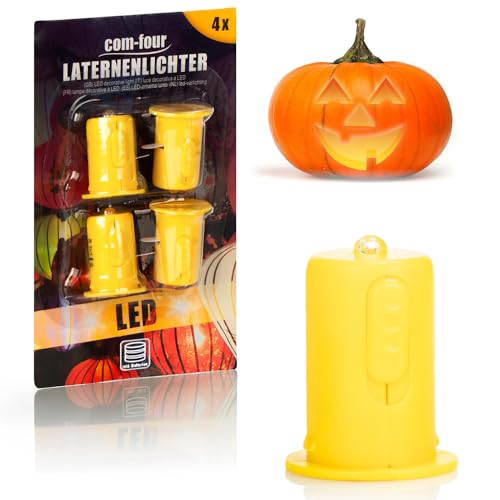 com-four® 4X LED Deko-Licht für Papierlaternen - LED-Teelichtersatz - warmweißes Laternenlicht - batteriebetriebene LED-Kerze - Mini-Lampe für Lampions, Windlichter, Kürbisse, Ballons und Dekoration