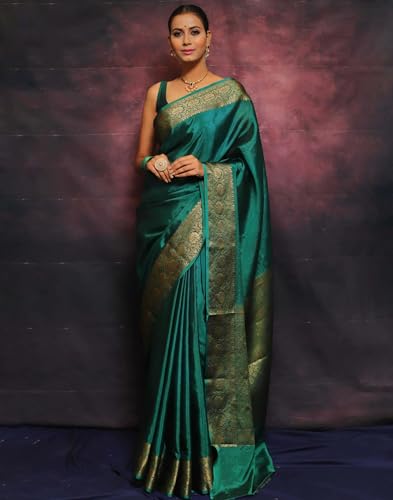 Image of SIRIL Women's Banarasi Silk Saree | Kanjivaram Silk Saree With Unstitched Blouse Piece