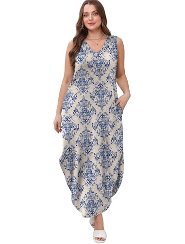 Image of Sampeel Summer Dresses Maxi Dress Vacation Beach Sundresses 2025 with Pockets